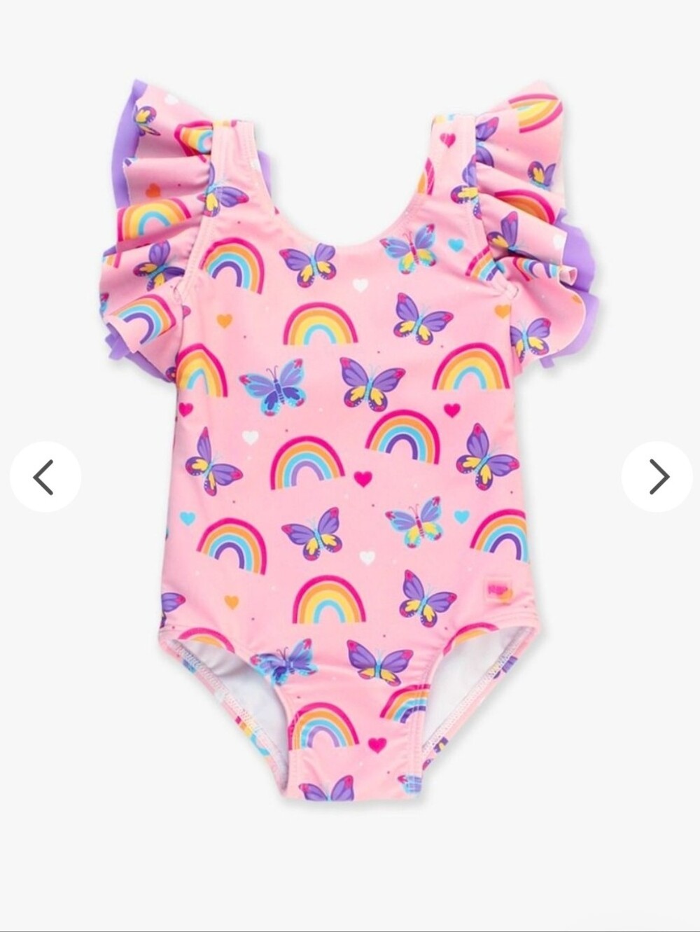 RuffleButts Pink Rainbow & Purple Butterfly Ruffle Swimsuit 18-24M NEW!